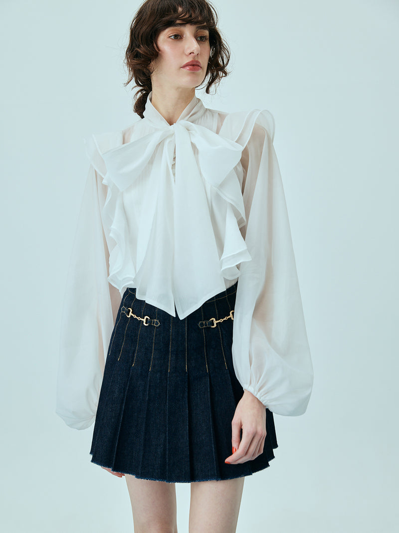 ビットプリーツデニムスカート